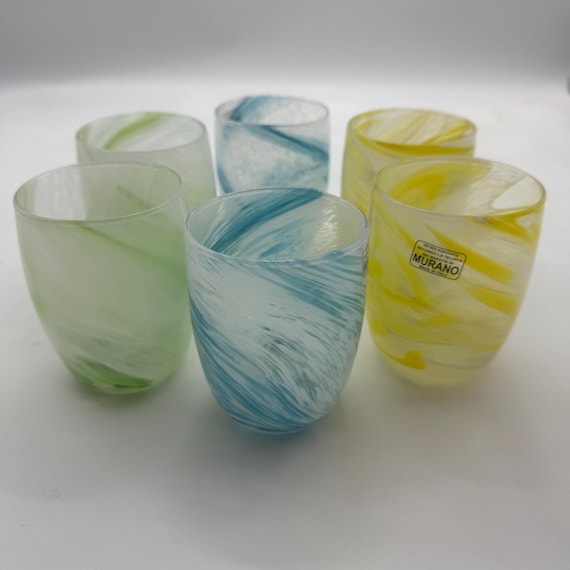 Murano glass set of 6 "Marble" glasses