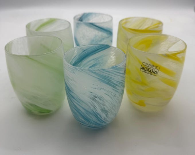 Murano glass set of 6 "Marble" glasses