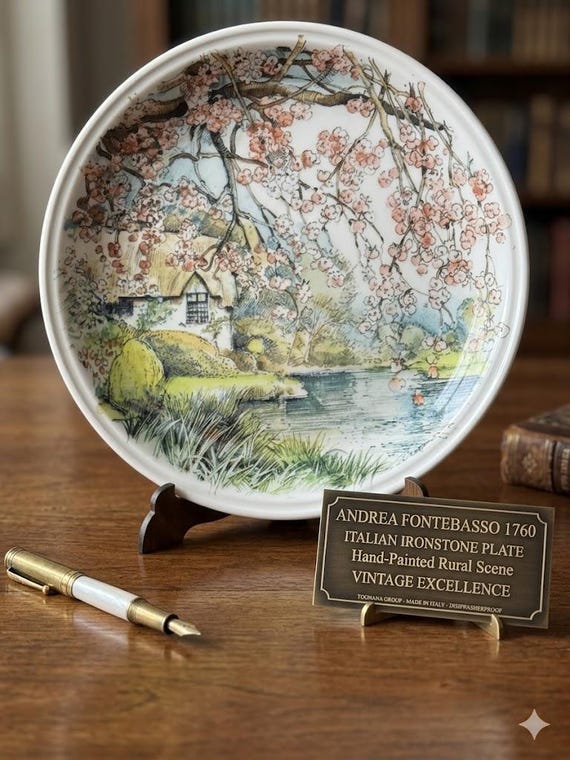 Andrea Fontebasso 1760 Tognana Ironstone Plate, Vintage Country