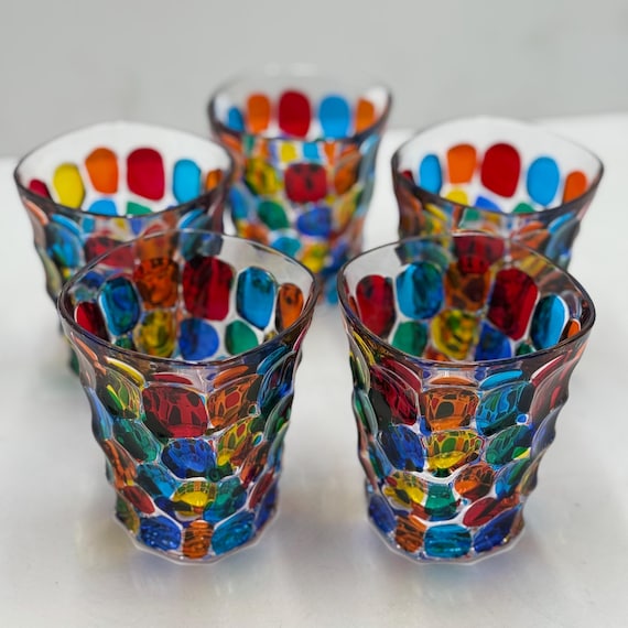 Murano decorations Vetreria Zecchin 5 glasses various colors