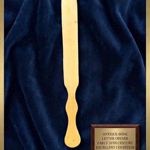 Antique Hand-Carved Bone Letter Opener, 19th Century Vintage Desk Accessory, Authentic Bone Paper Knife, Victorian Office Decor, Italy
