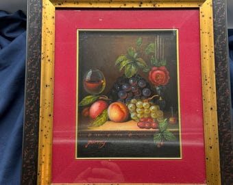 ブドウの絵画 オリジナル油絵 ブドウの壁画 果物の絵画 新聞アート