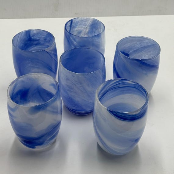 Murano glass set 6 glasses "Marble"