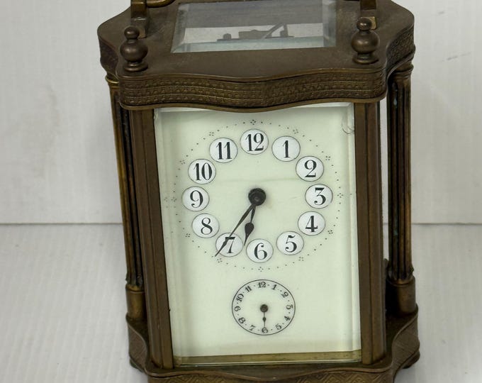 Brass carriage clock (or cappuccina), probably from the 19th or early 20th century