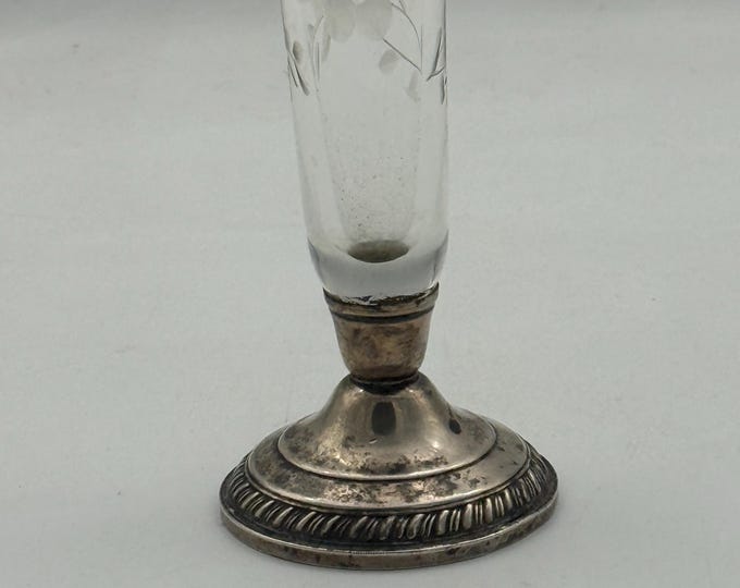 Antique crystal and silver toothpick holder