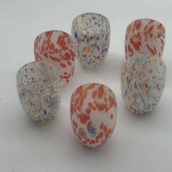 Murano glass set of 6 medium liqueur glasses, color as shown in the photo