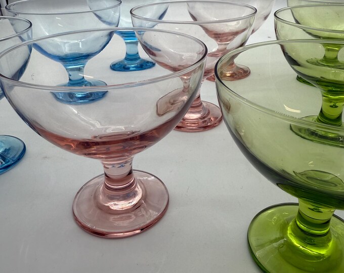 Murano Glass Vintage 2000s Vetreria Santa Chiara Set of 9 Colored Glass Cups