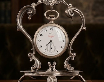 Working Perseus TCDD Turkish Railways Pocket Watch & Antique Art Nouveau Desk Stand Rare Men Gift Steam Train Collectible Horology