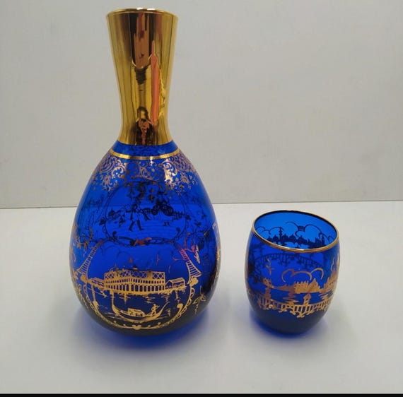 Murano Glass bottle and liqueur glass.