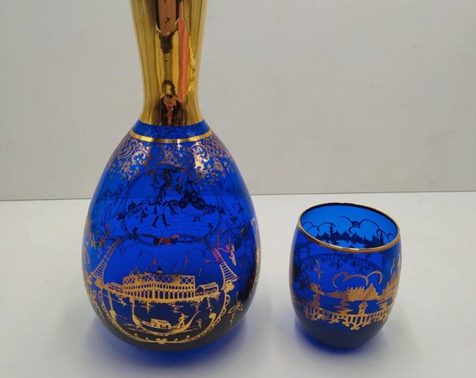 Murano Glass bottle and liqueur glass.