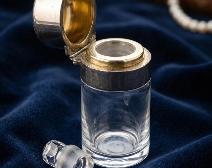 Antique French .800 Silver Scent Perfume Bottle Boar's Head Hallmark Crystal 19thC