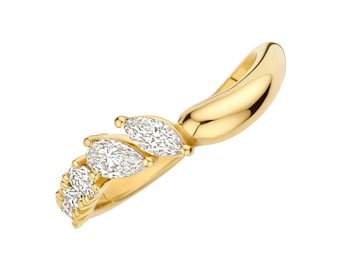 Leafy Diamond Band in 14K Gold – Marquise Cut & Round Lab-Grown Diamond Gold Ring for Women