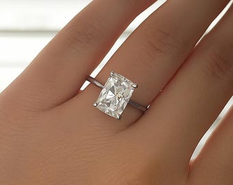Radiant Cut Diamond 2.0 CT Solitaire Ring | Platinum Finish | Lab Grown Diamond | Timeless Elegant Engagement Bridal Jewelry for Her