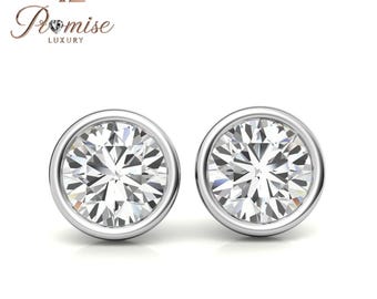 Elegant Round Diamond Stud Earrings in White Gold, 1.0ct Total Weight, Perfect for Engagement or Everyday Wear, Luxury Promise Jewelry
