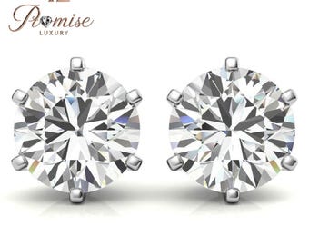 Classic Round Lab-Grown Diamond 2.0 CT Stud Earrings in White Gold — 2.0 CT of Timeless Sparkle
