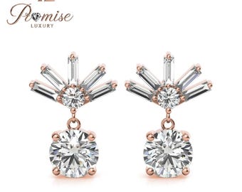 Elegant Diamond Earrings with Radiant Crystal Fan Design – Perfect for Special Occasions