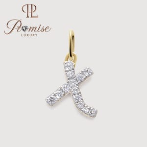 Collar con colgante de inicial "X" de diamante en oro de 14 quilates: elegante joyería con letras de Promise Luxury
