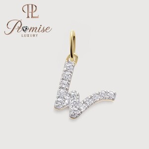 Collar con colgante de inicial "W" de diamantes en oro de 14 quilates: elegante joyería con letras de Promise Luxury