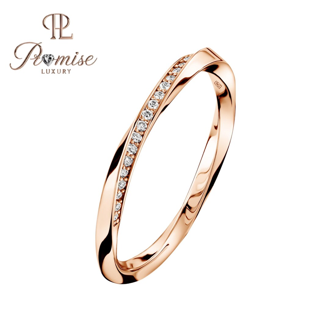 2.0 C.T Elegant 14K Rose Gold Diamond Twist Band – Ultra Slim Pave ...