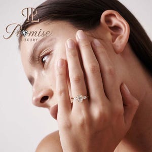 Oval Form Diamant Ring, 2,50 Ct Drei Stein Verlobungsring, Diamant im seitlichen Tropfenschliff, Hochzeitsjubiläum Ring, Versprechen Ring