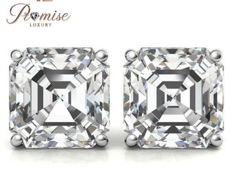 Elegant Asscher-Cut Lab Grown Diamond Stud Earrings in Platinum – Timeless Sparkle with a Vintage Soul