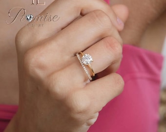 Round-Shaped 2.0 CT Lab-Grown Diamond in 14K Yellow Gold, Dainty and Sophisticated Promise or Engagement Ring