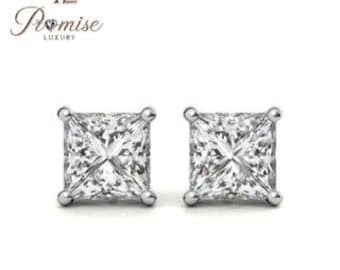 Princess Cut Lab-Grown Diamond Stud Earrings in White Gold – Sharp, Modern Brilliance for Effortless Sophistication