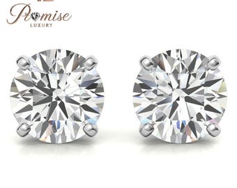 Classic Round Lab-Grown Diamond Stud Earrings in Yellow Gold – Elegant Everyday Luxury with Timeless Brilliance