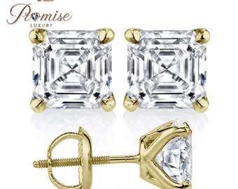 Asscher Cut Diamond Stud Earrings in Yellow Gold — 2.00 ctw, G Color, VS1 Clarity for Timeless Elegance and Brilliant Sparkle