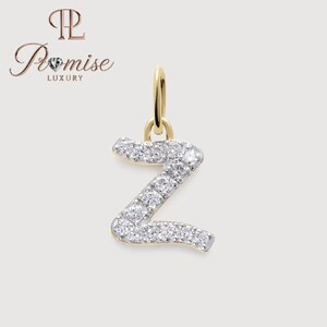 Collar con colgante de diamante con la inicial "Z" en oro de 14 quilates: elegante joyería con letras de Promise Luxury
