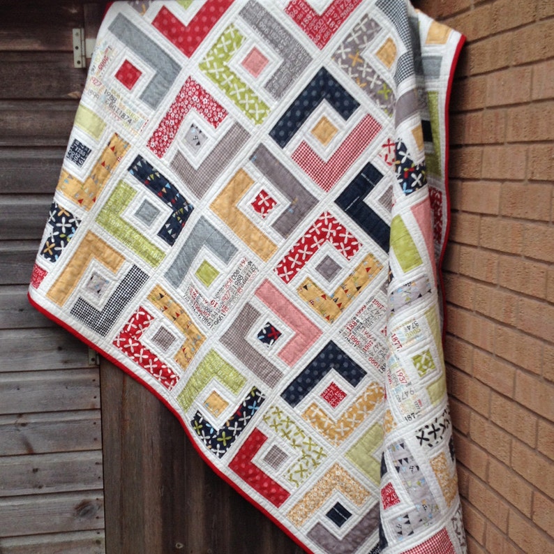 PDF Quilt Pattern, Modern Quilt Pattern for Jelly Rolls, 6 sizes Baby to King - Marcies Maze image 3