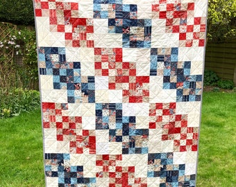 Easy Jelly Roll Quilt Pattern, Modern PDF Quilt Pattern, Hampton