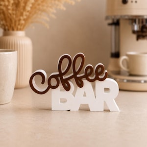 Kaffeebar Schild Deko, 3D gedrucktes Coffee Station Schild für Regal und Küche
