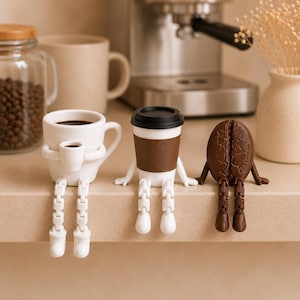 Juego de decoración para café, 3 piezas: lindas figuritas para cafetería, decoración para el rincón del café, regalo para amantes del café.