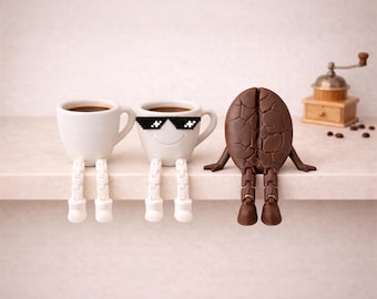 Funny Coffee Figurines Set, Coffee Desk Decor, 3D Printed Barista Gift