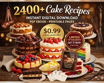 2425+ Cake Recipes Digital Cookbook Bundle