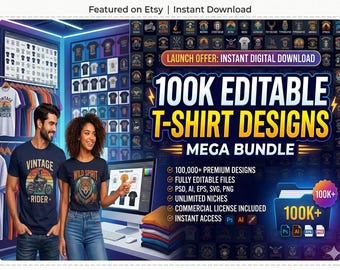100K Editable T-Shirt Designs Mega Bundle