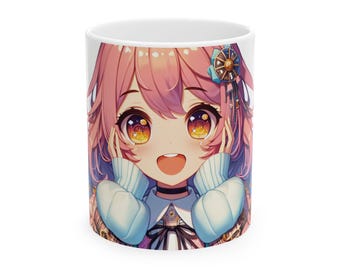 かわいいアニメキャラクターの陶器マグカップ - ファンやコレクターに最適なギフト