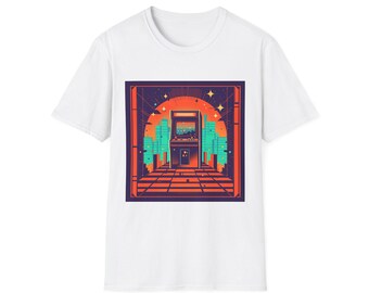 レトロアーケードユニセックスソフトスタイルTシャツ - ノスタルジックなビデオゲームデザイン