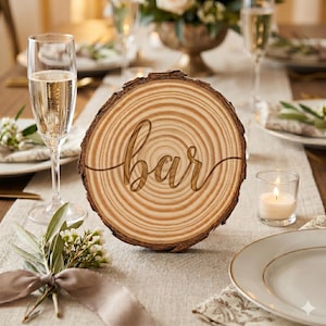 Wood Slice Table Numbers | Rustic Wedding Decor, Engraved Natural Rounds (Set of 10)