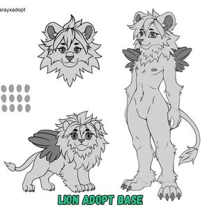 BASE Adoptable | Anthro Furry Male (Boy) Lion, Original Adopt, Chibi, Character for Roleplaying, Reference Sheet