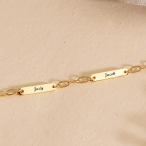 Custom Multiple Name Necklace with Paperclip Chain, Family Necklace, Engraved Bar Pendant, Birthday Gift, Gift for Mom, Gift for Her