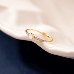 Adjustable Opal Ring, 925 Sterling Silver Opal Ring, October Birthstone Ring, Birthday Gift, Gift for Mom, Gift for BFF, Gift for Her