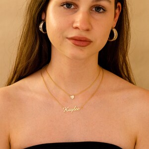 Collar con nombre personalizado en capas, collar con nombre y colgante de corazón, delicado collar con nombre, regalo de cumpleaños, regalo para mamá, regalo para ella