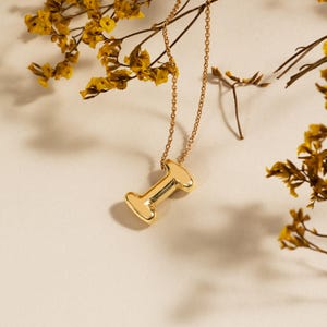 Collar con letra de burbuja personalizado, collar con letra 3D, collar con letra inicial de globo, joyería minimalista, regalo de cumpleaños, regalo para ella