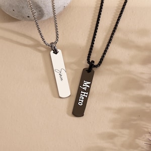 Collar con nombre personalizado, collar con nombre de barra, colgante de barra para hombre, regalo de aniversario, regalo para papá, regalo para hijo, regalo de cumpleaños para él