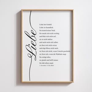 Poster cristiano 1 Corinzi 13 Versetto della Bibbia Amore | Arte murale minimalista del Cantico dei Cantici | Regalo di nozze A4 A3 A2 A1 50x70