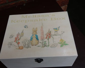 Peter Rabbit Keepsake Memory Box personalized wooden box personalised