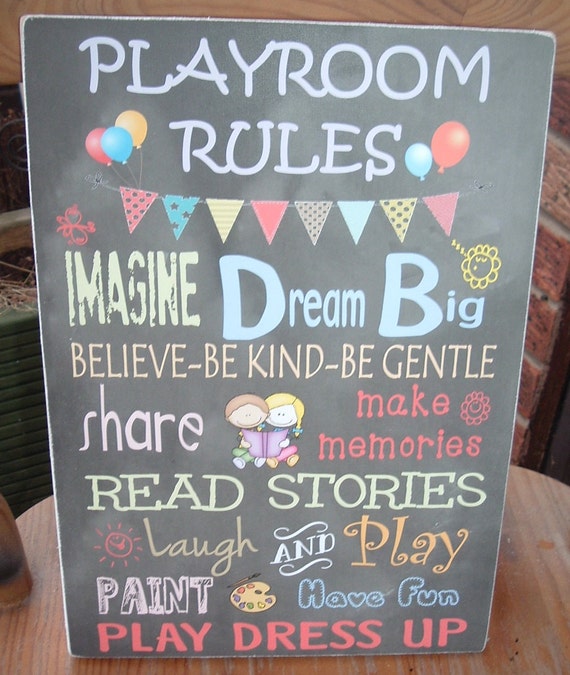 Print only. Personalised playroom rules keepsake shabby frame chic gift
