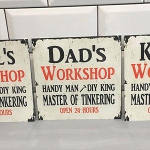 Rustic Outdoor Workshop Man Cave Garage Personalised Aluminium Sign Hanging Plaque Dad Grandad Pops